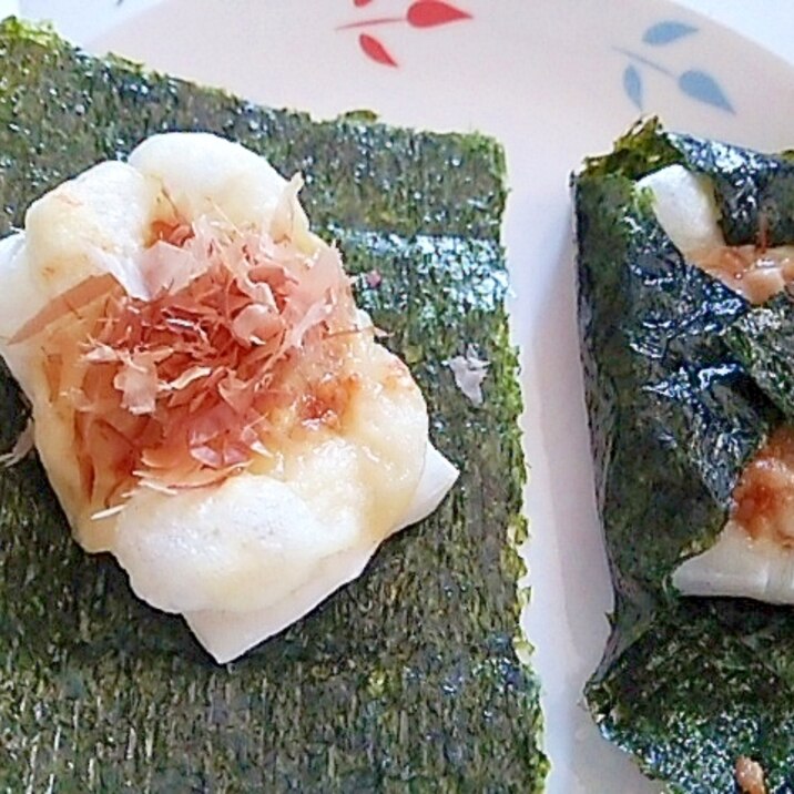 小腹がすいたら!　おやつに!　海苔包み納豆チーズ餅